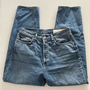 Rag & Bone Hi Rise Button fly cropped straight leg medium wash jeans